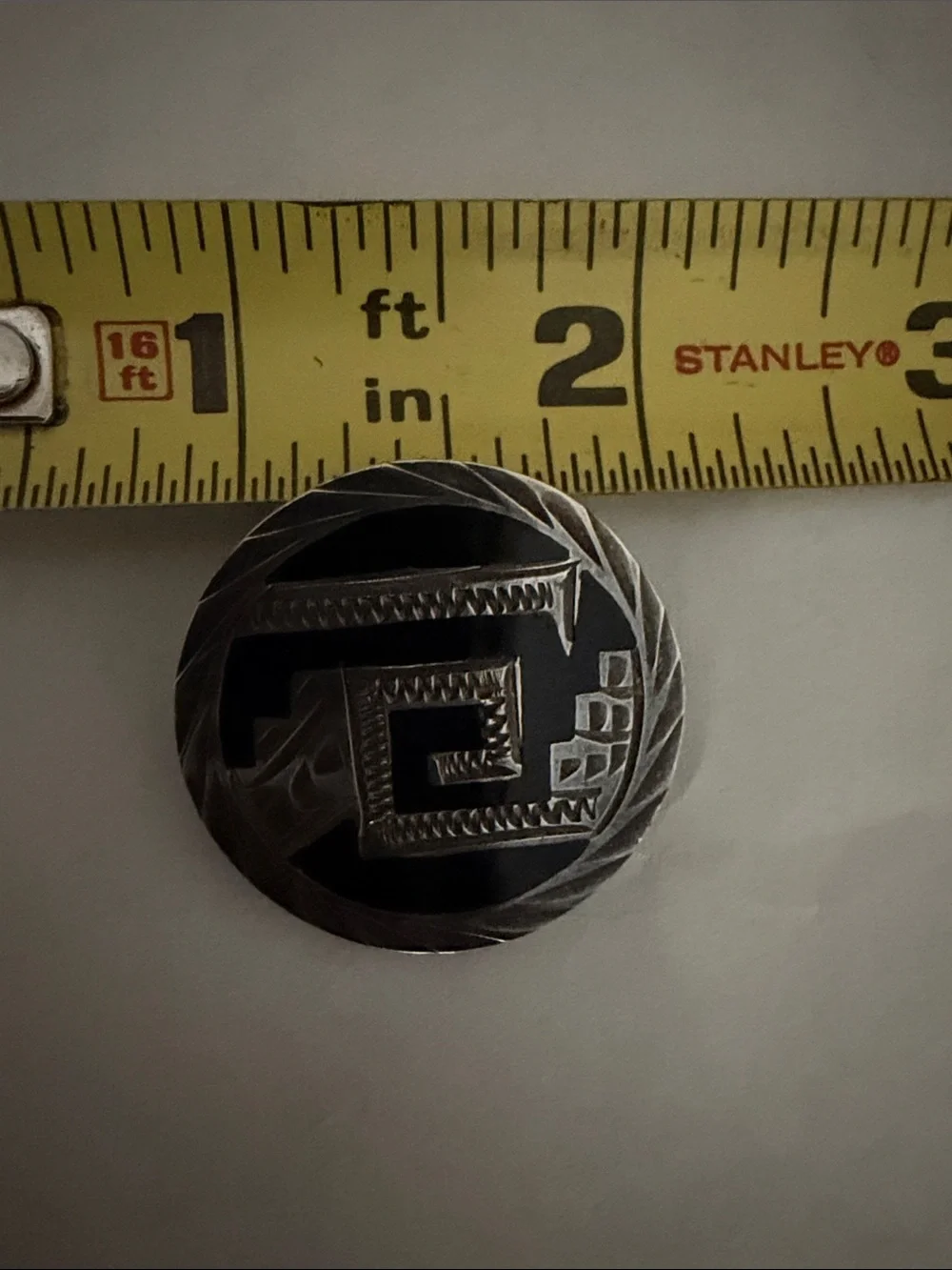 Vintage .925 Sterling Silver Mexico Black Inlay Round pin